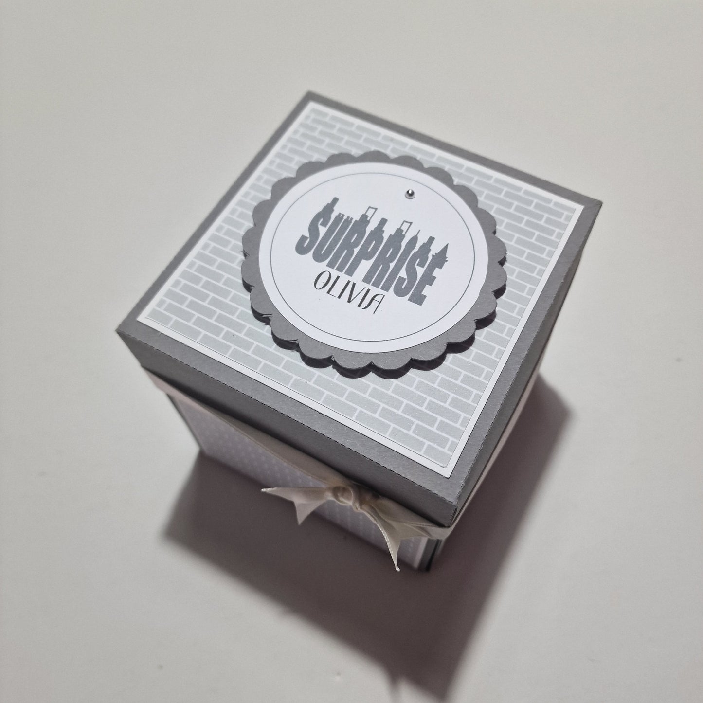 Close-up of the New York - Silver Grey Graffiti Styled Surprise Special Occasion Celebration Trip Reveal Explosion Box, showcasing intricate graffiti-themed panels and a freestanding Statue of Liberty centerpiece.
