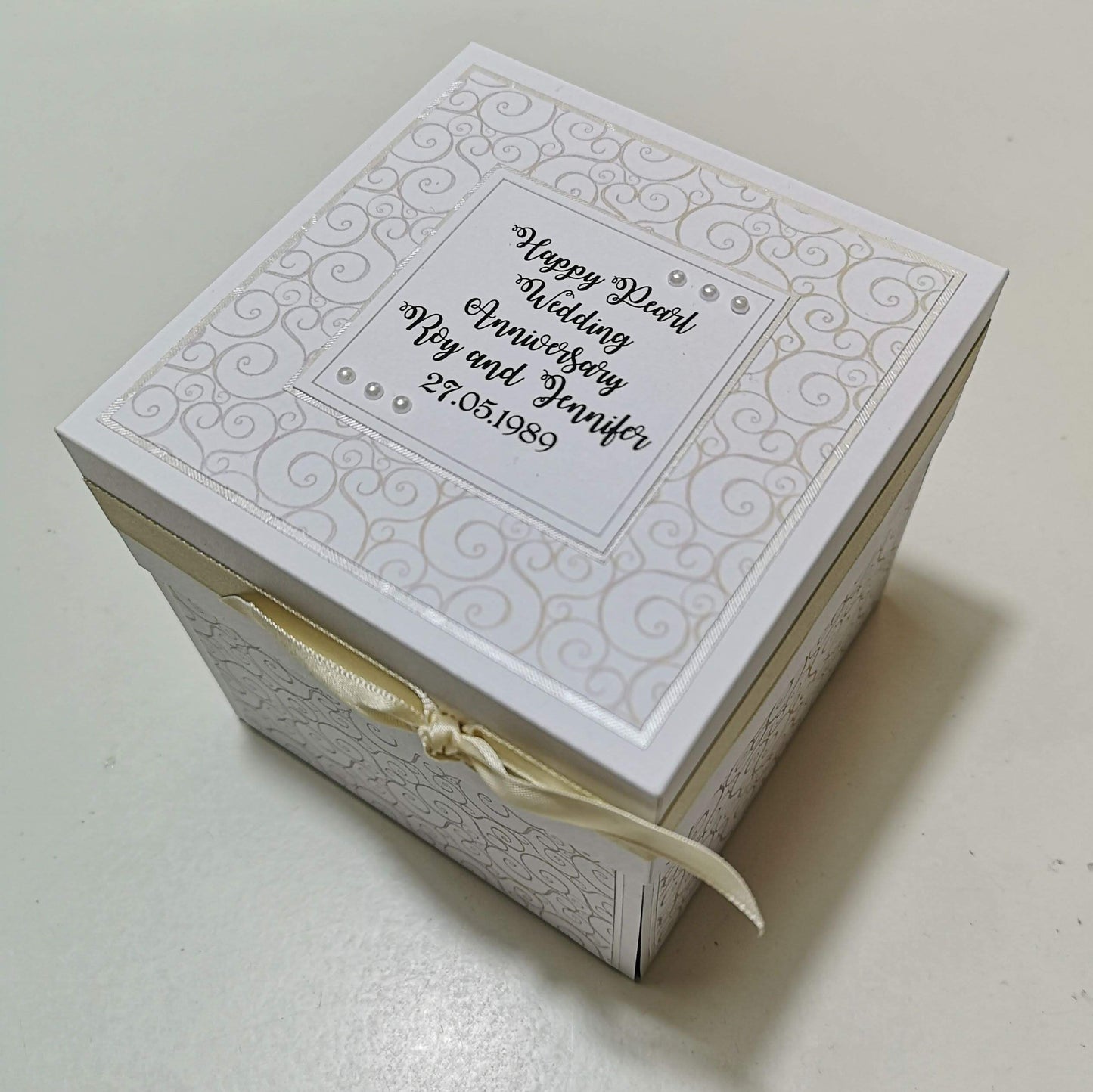 PEARL 30th Wedding Anniversary Exploding Celebration Box. Custom finished Gift 