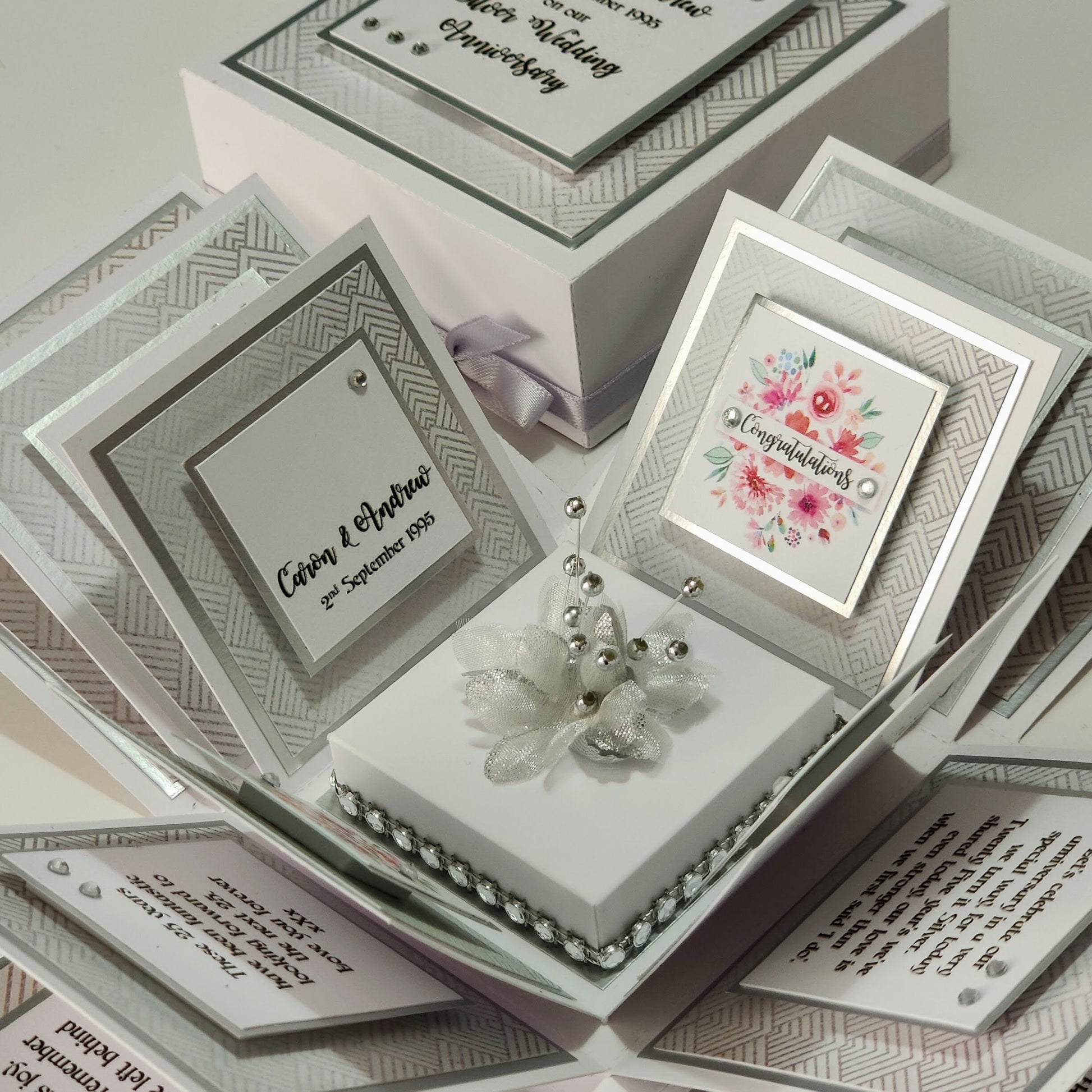 Silver wedding anniversary Exploding Celebration Keepsake Box. Alternative Card