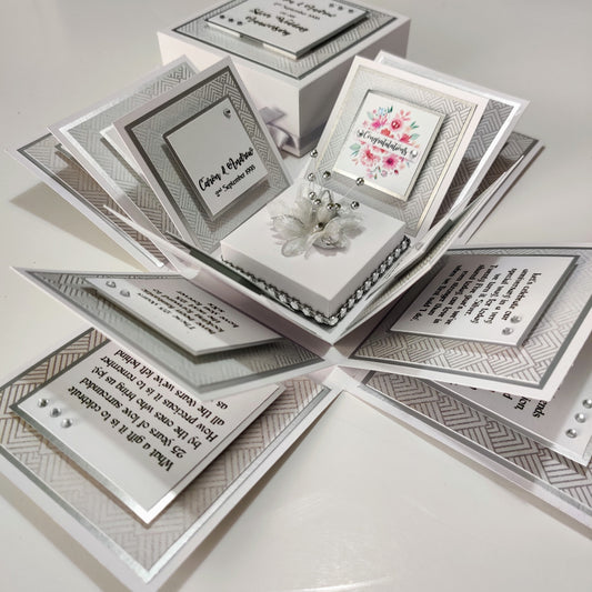 Exploding 25th SILVER Wedding Anniversary Box Card- Anniversary Gifts - Gifts for Special Anniversaries - Mr & Mrs