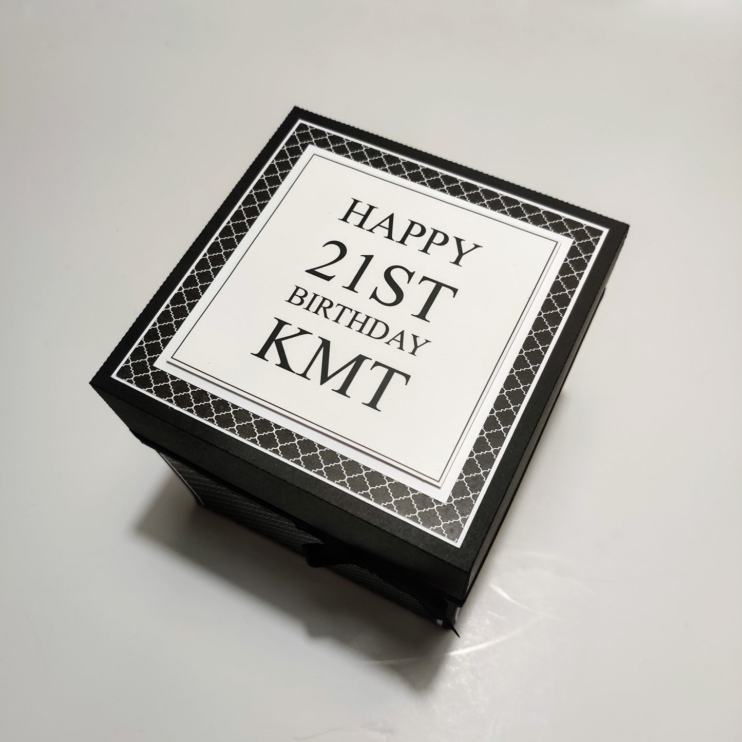 Exploding Memory Photo Box - Surprise Gift - Keepsake Album Box - Christmas Box - Exploding Box, unfolds with geometric patterns, revealing photo compartments and a central space for personal mementos.