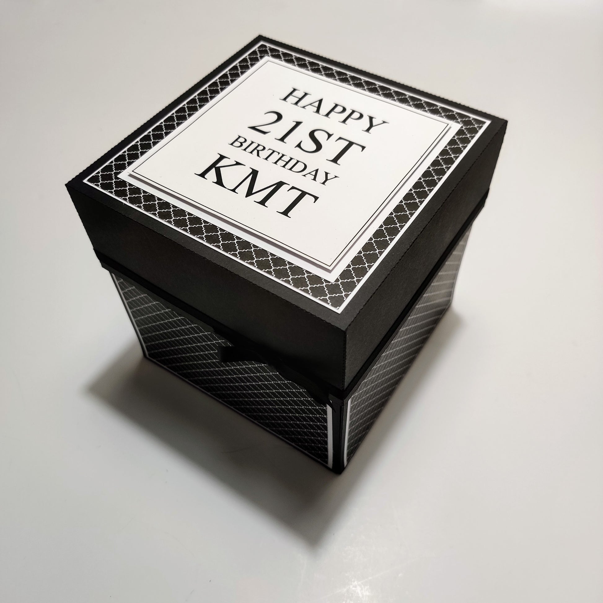 Exploding Memory Photo Box features a vintage-inspired geometric design with interactive layers, ribbon-secured photo slots, and a central compartment, ideal for displaying and storing cherished photographs and keepsakes.