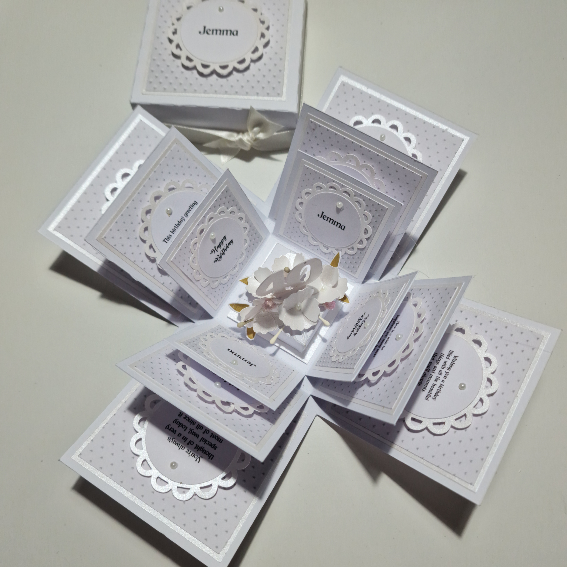Embossed Elegance Birthday Celebration Pop-Open Box Card showcasing intricate embossed designs and a festive pop-open feature, ideal for adding a touch of elegance to any birthday celebration.