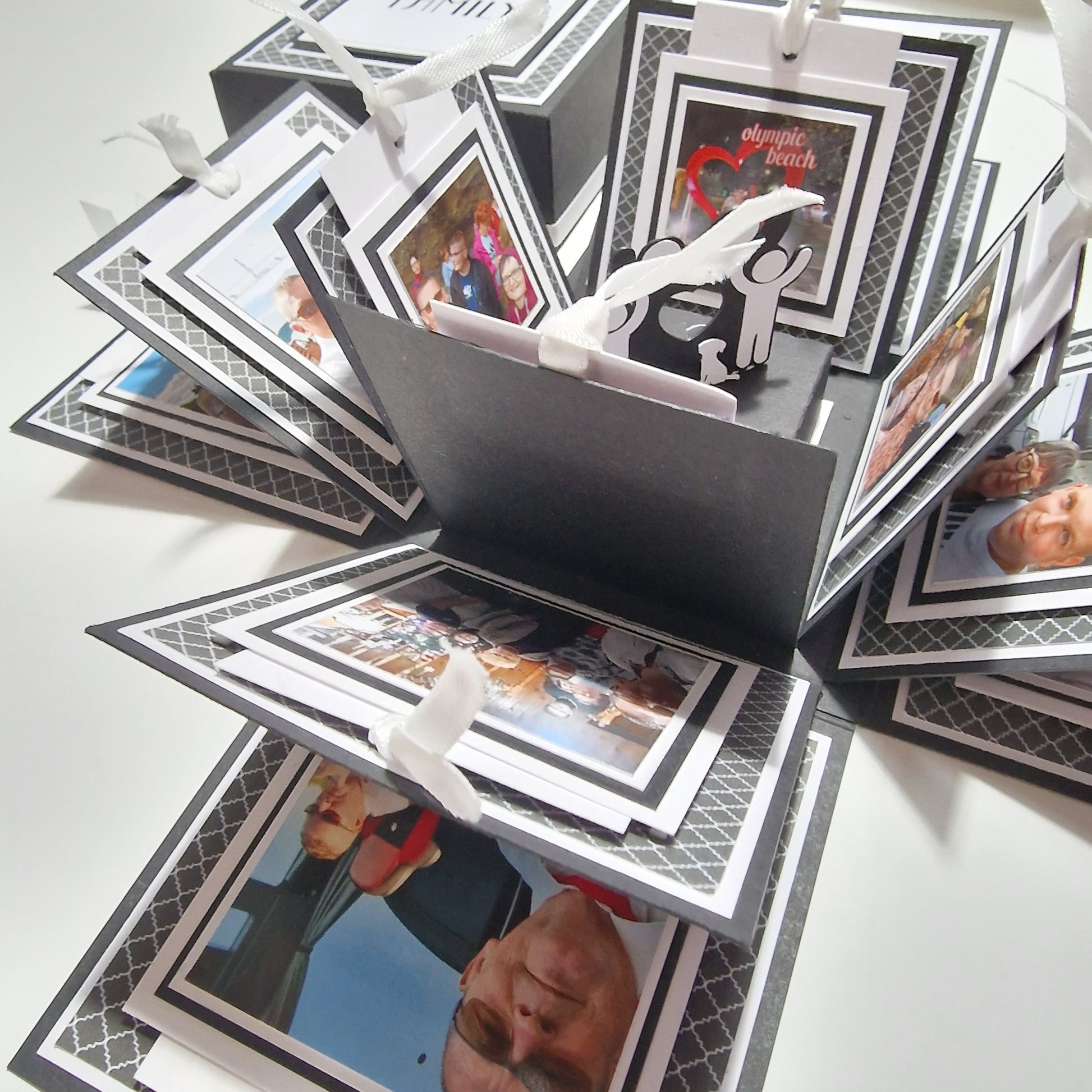 Exploding Memory Photo Box - Surprise Gift: A multi-layered box unfolds with compartments, flip albums, and pockets, transforming photo storage into an interactive storytelling experience, ideal for preserving cherished memories.
