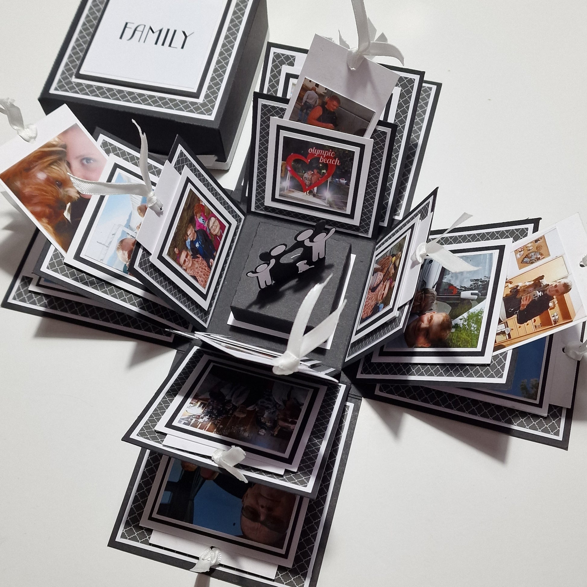 Exploding Memory Photo Box - Surprise Gift - Keepsake Album Box features a multi-layered design with hidden compartments and interactive elements, perfect for preserving cherished memories in a captivating, unfolding format.