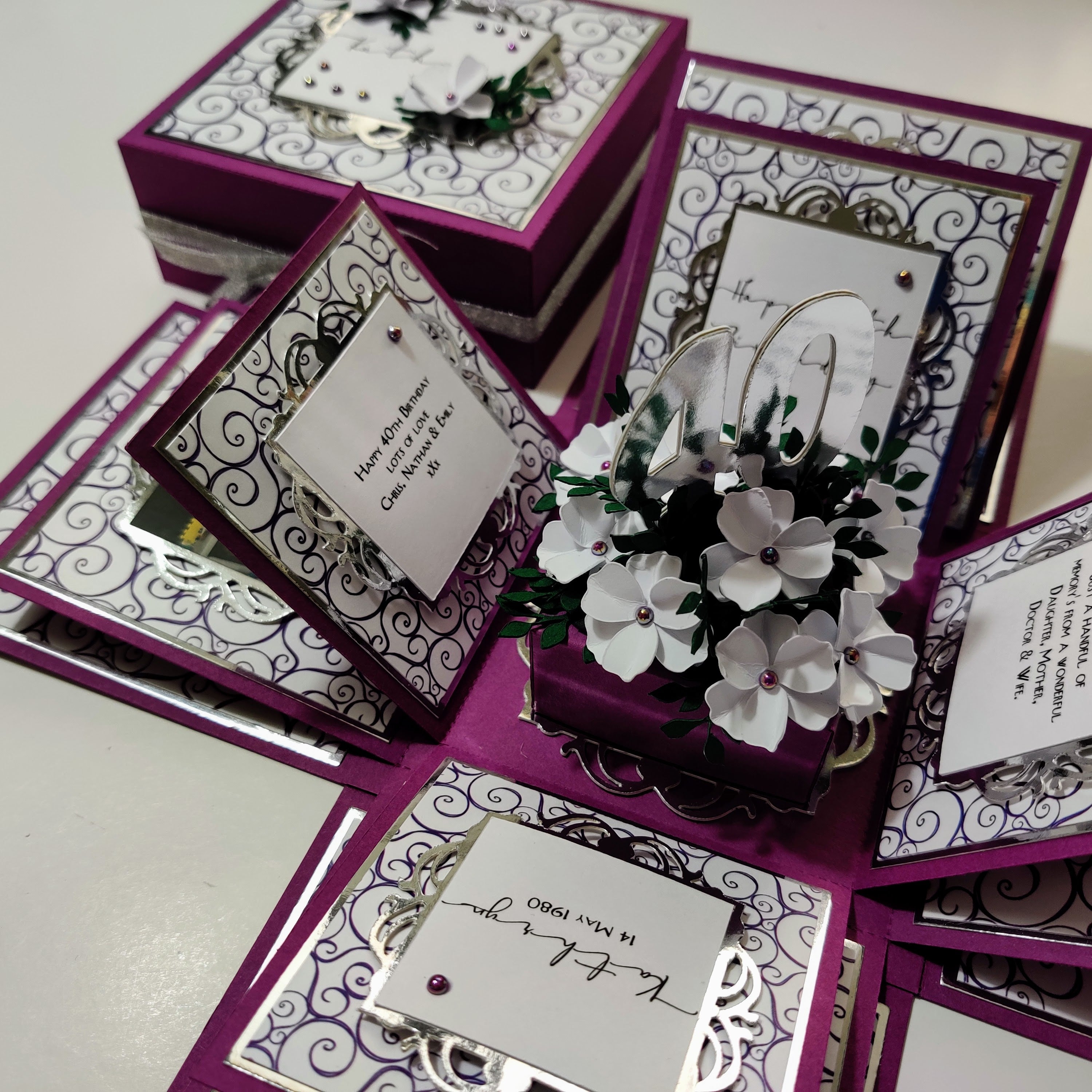 Exploding Memory Photo Box - Surprise Gift - Keepsake Album Box features a multi-layered design with flip albums and fold-out flaps, offering customizable personalization options for a unique surprise keepsake.