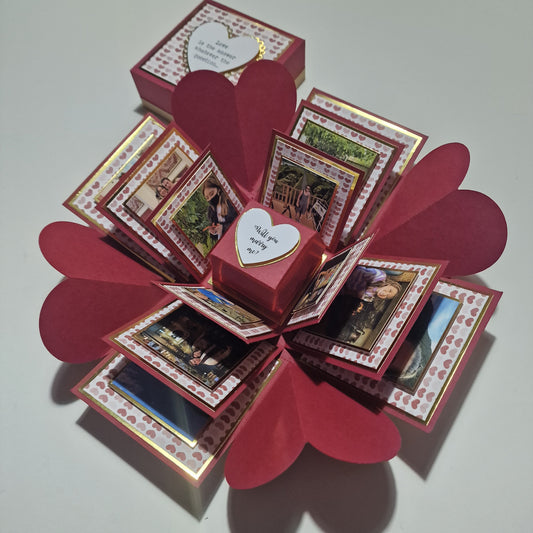 Red Wine & Gold Hearts Proposal Ring Box.