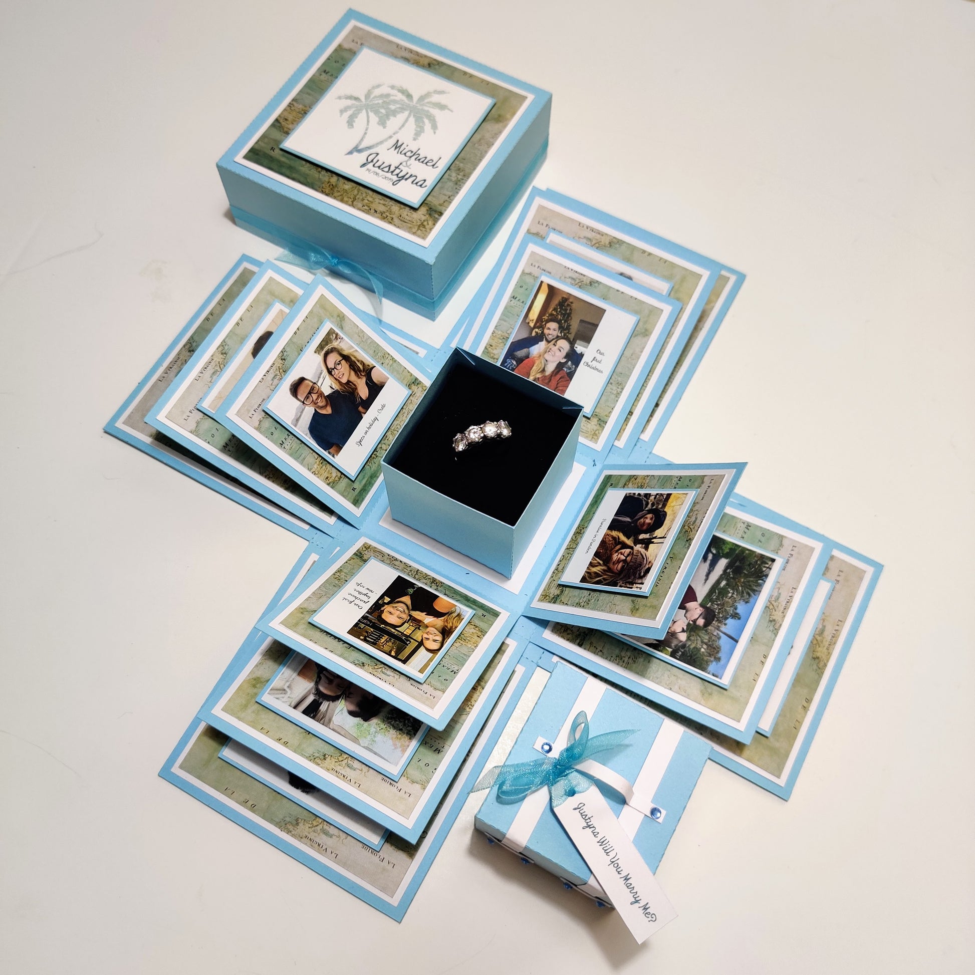 Travel themed Proposal Box with Luggage case Engagement Ring Box