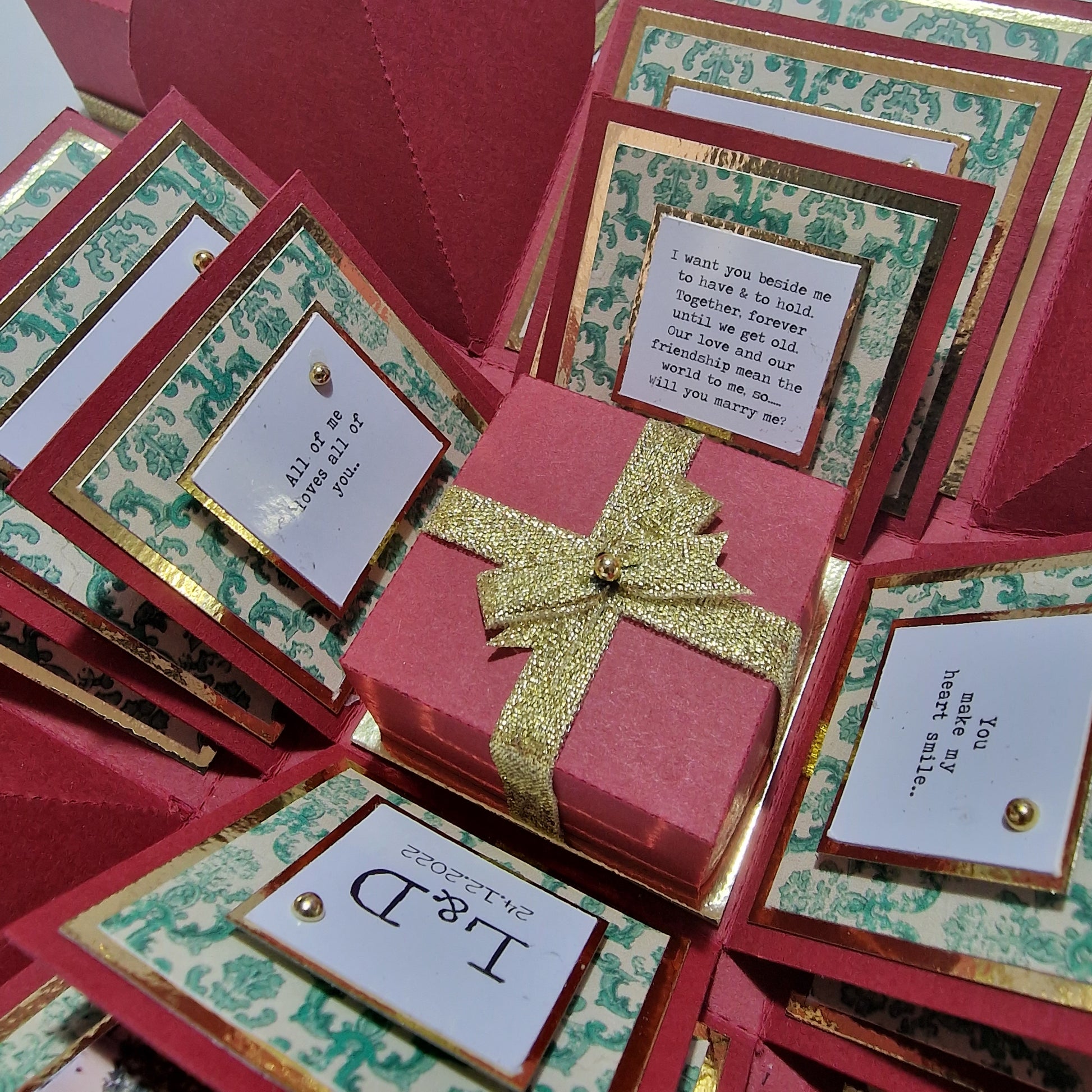 Vintage Christmas Proposal Ring Box with proposal poem