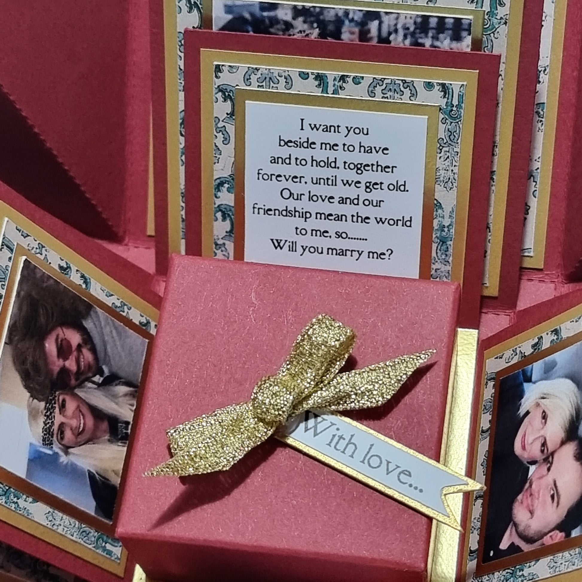 Vintage Christmas Proposal Ring Box with personal marriage poem