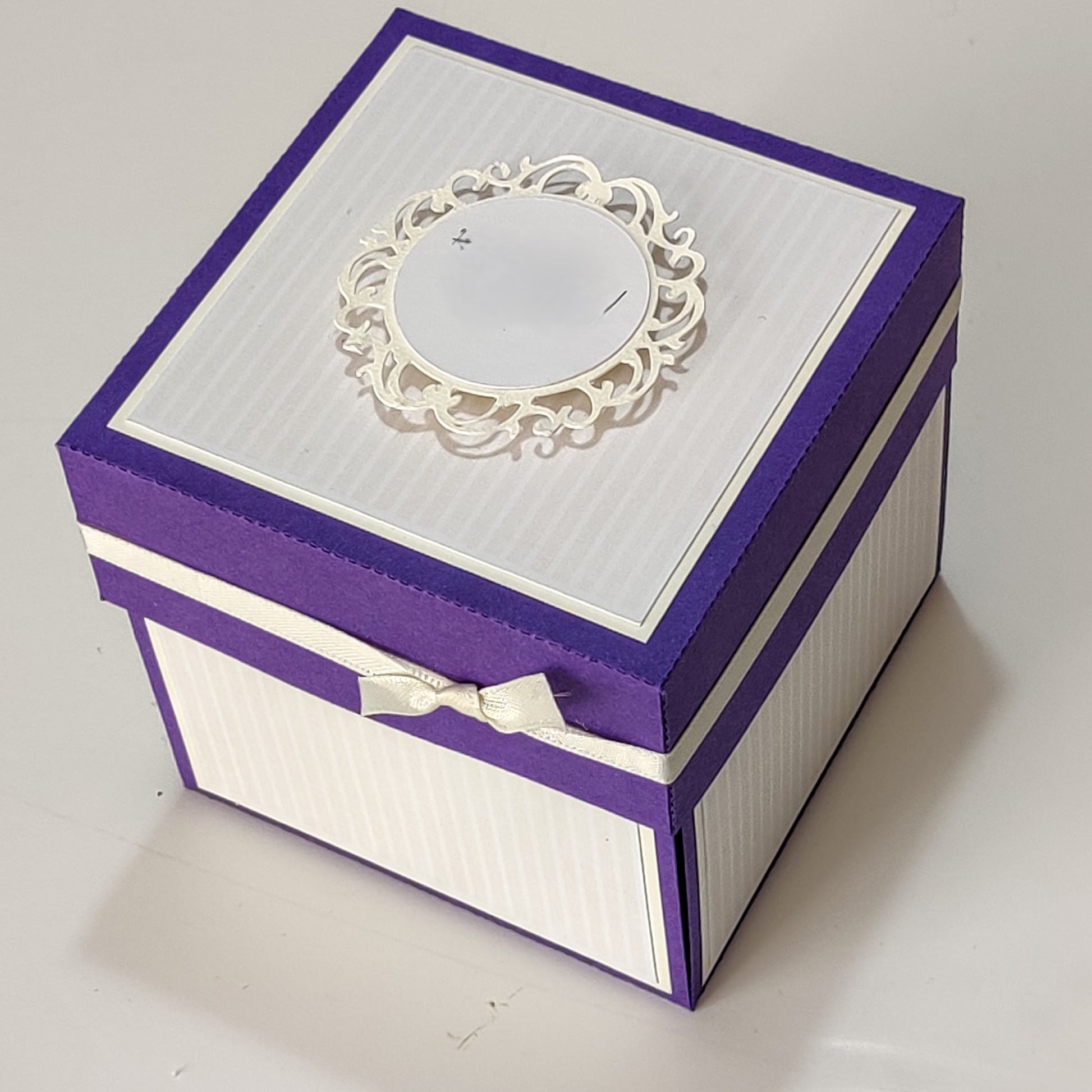 Mother's Day Forever Flower Bouquet Explosion Gift, featuring a purple and white box with intricate designs, opens to reveal meticulously crafted paper flowers in a charming presentation.