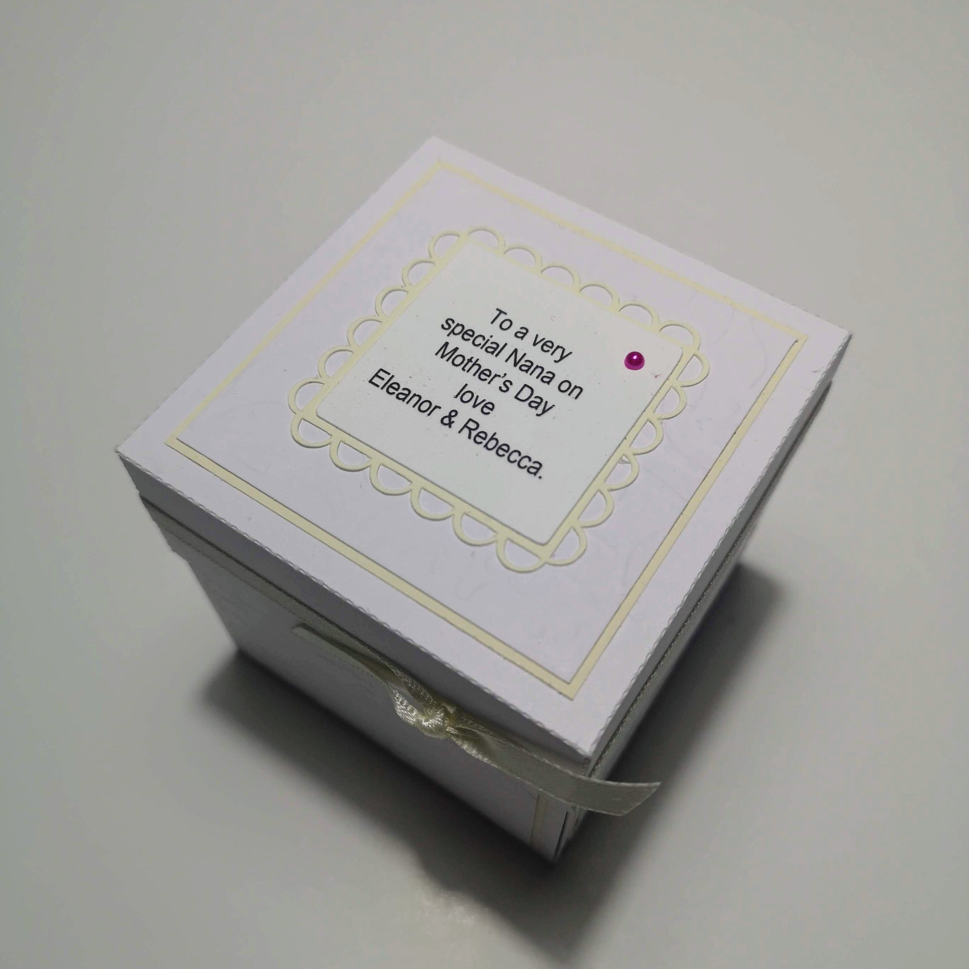 Mother's Day Forever Flower Bouquet Explosion Gift features a white box with a ribbon, opening to display paper flowers and personalized message panels, embodying embossed elegance for a heartfelt celebration.
