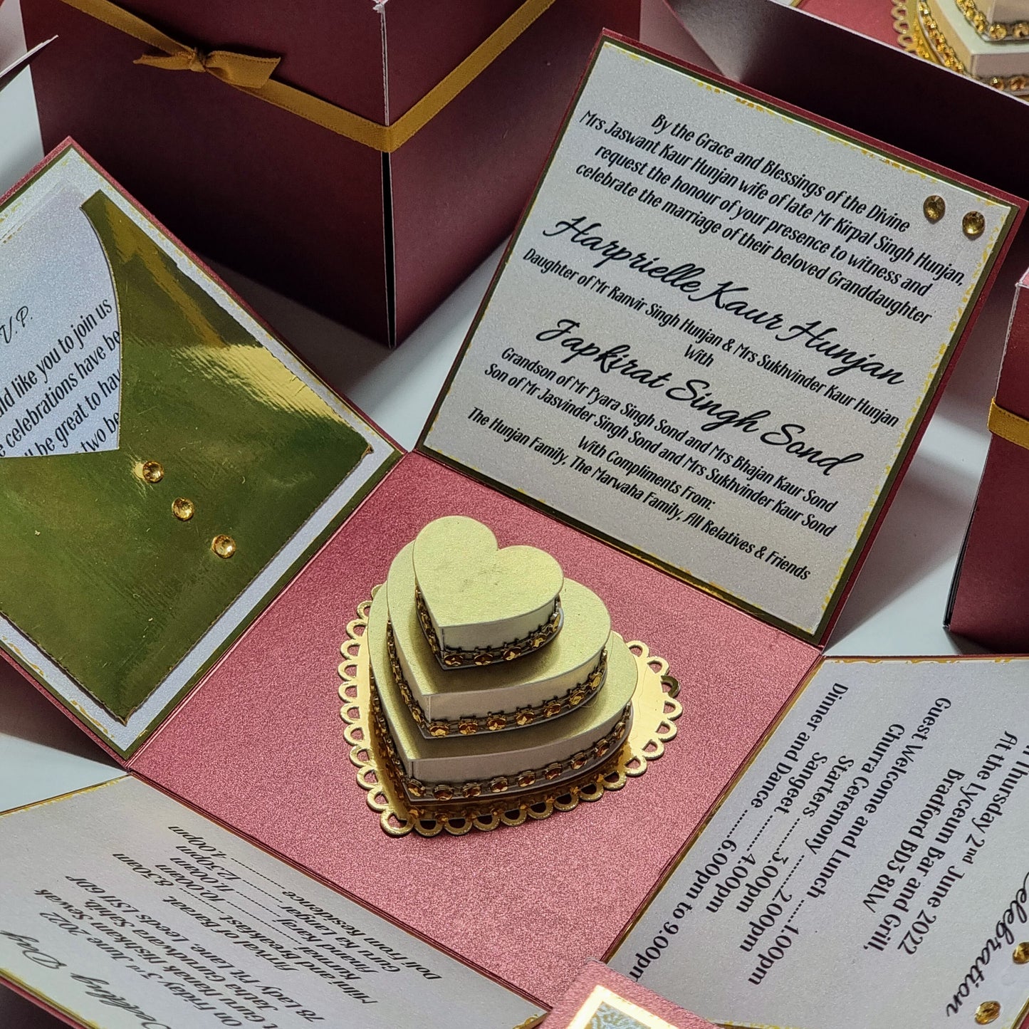 Custom Built Exploding Box Wedding Invitations. Bespoke personalised wedding invites. Complete personal wording