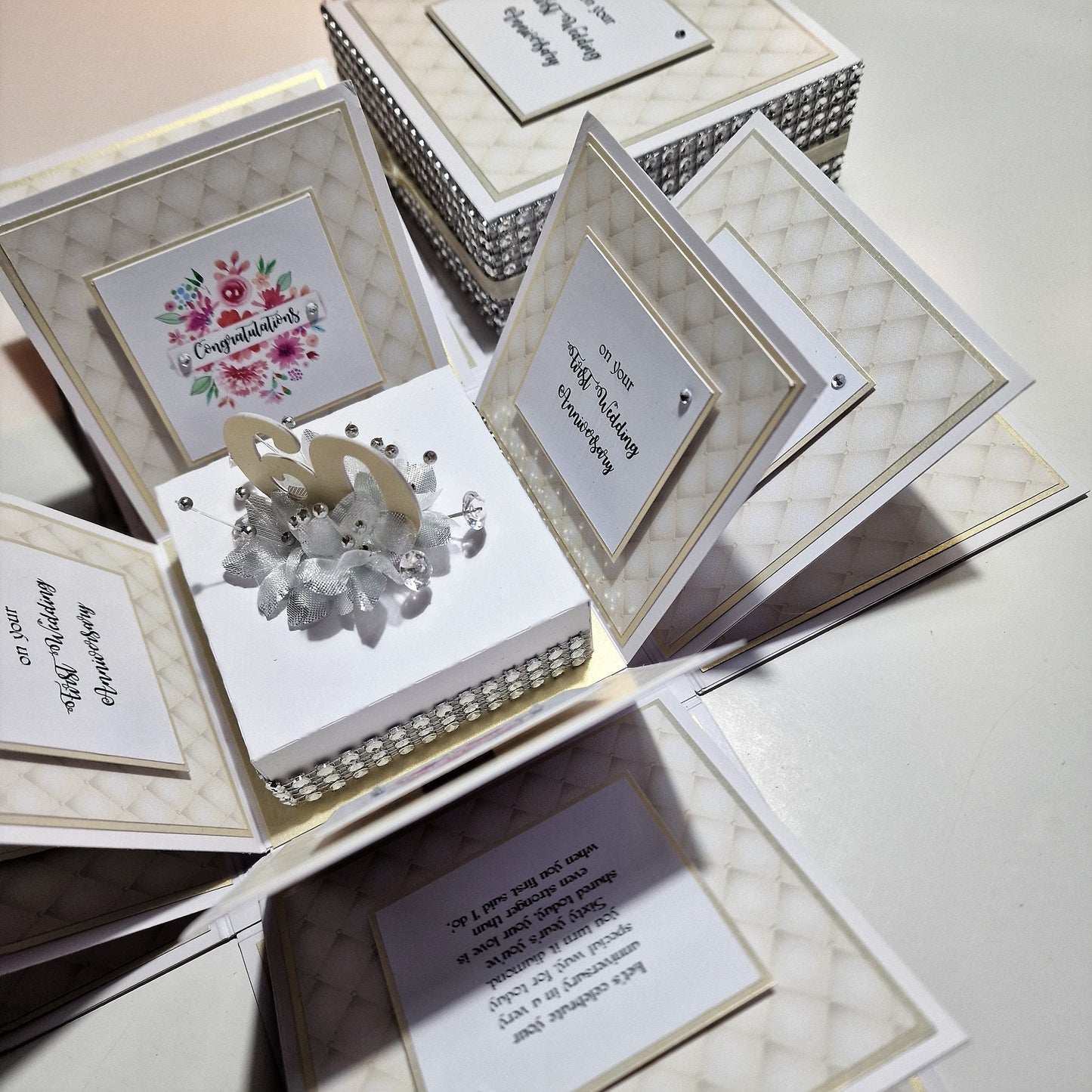 Exploding 60th Diamond Wedding Anniversary Box Card- Anniversary Gifts - Gifts for Special Anniversaries - Mr & Mrs
