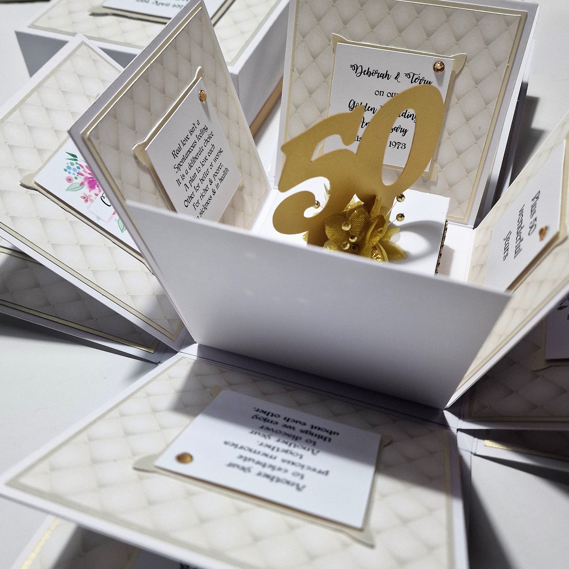 Golden Wedding Anniversary Exploding Celebration Box Personalised