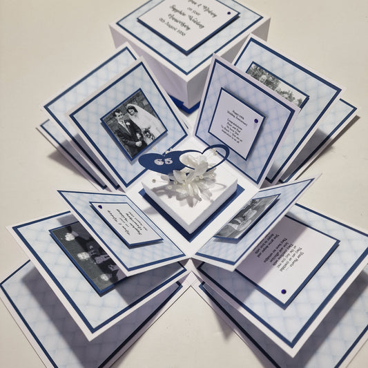 Exploding Sapphire 65th Wedding Anniversary Keepsake Box- Anniversary Gifts - Gifts for Special Anniversaries - Mr & Mrs
